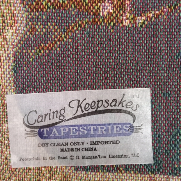 Caring Keepsakes Tapestry Throw FOOTPRINTS IN THE SAND Lighthouse Blanket 48X60" - Picture 2 of 3